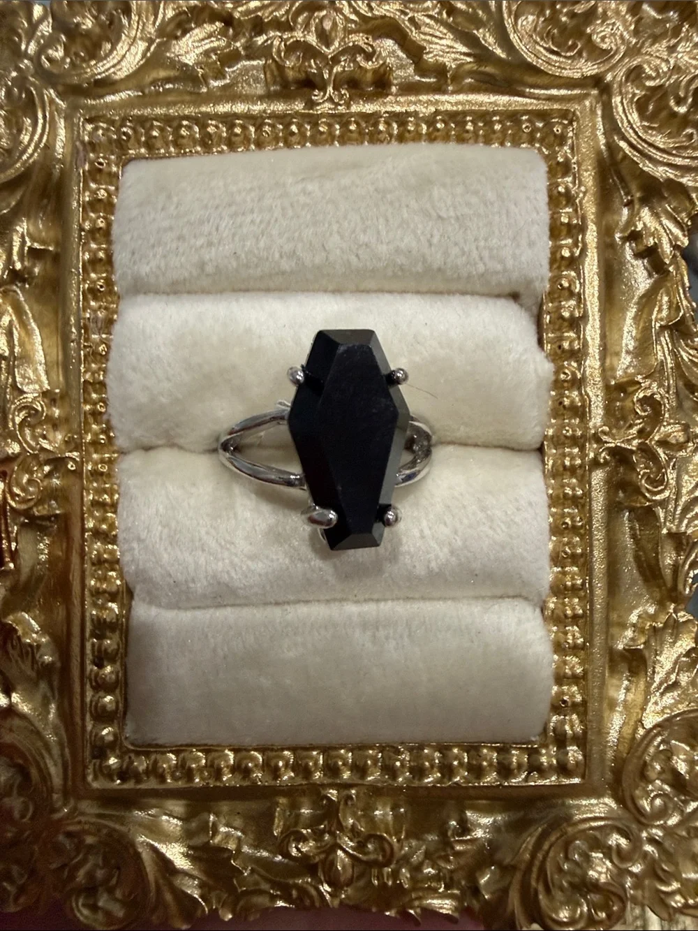 Black Crystal Coffin Ring - Women Jewelry